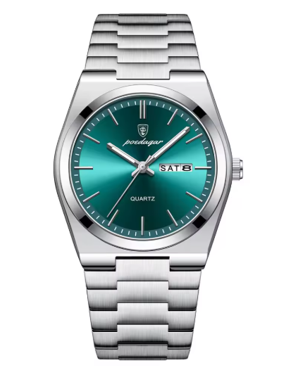 Poedagar Men's Luxury Dress Watch - Turquoise Silver