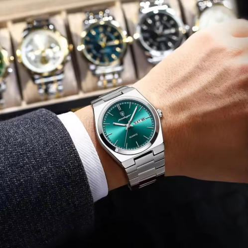 Poedagar Men's Luxury Dress Watch - Turquoise Silver